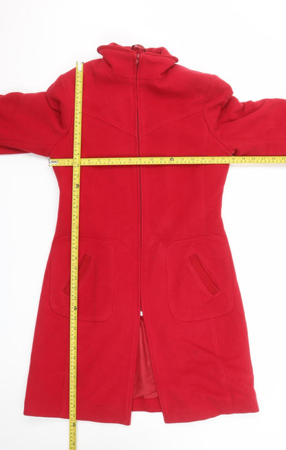 Miss Selfridge Women’s Red Wool Blend Long Zip Coat Size 10