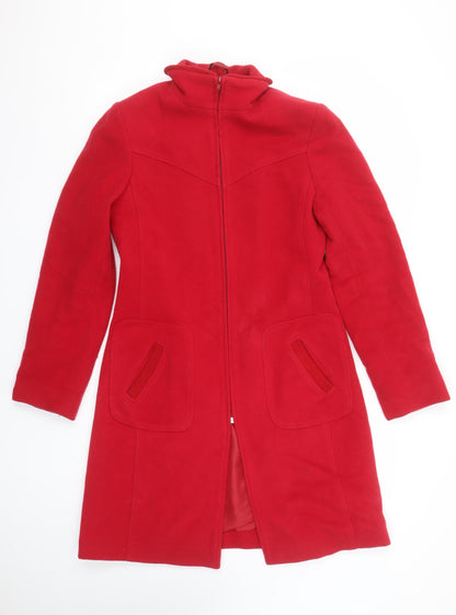 Miss Selfridge Women’s Red Wool Blend Long Zip Coat Size 10