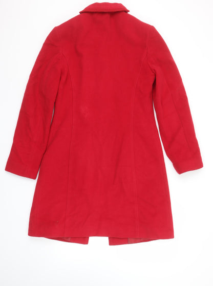 Miss Selfridge Women’s Red Wool Blend Long Zip Coat Size 10