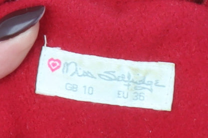 Miss Selfridge Women’s Red Wool Blend Long Zip Coat Size 10