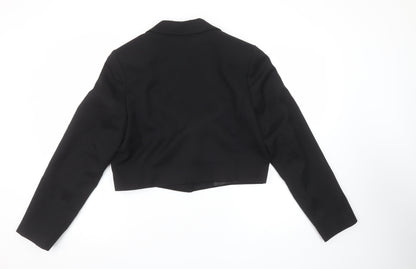 New Look Women's Black Cropped Blazer UK 12 Notch Lapel Slim Fit