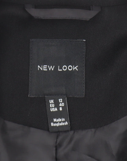 New Look Women's Black Cropped Blazer UK 12 Notch Lapel Slim Fit