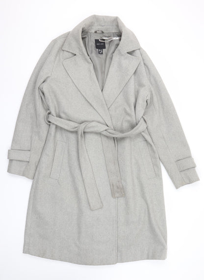 New Look Women Grey Belted Long Trench Coat Size 14
