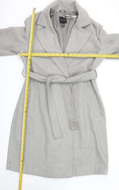 New Look Women Grey Belted Long Trench Coat Size 14
