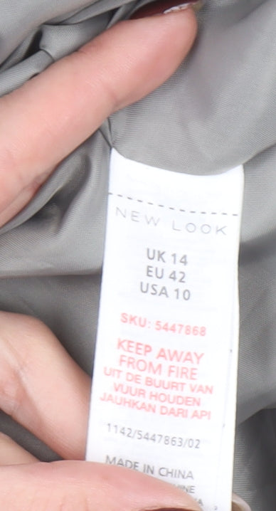 New Look Women Grey Belted Long Trench Coat Size 14