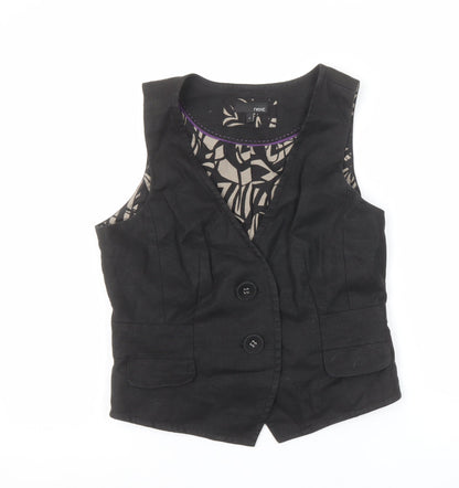 Next Women Black Linen Tailored Waistcoat Size 12