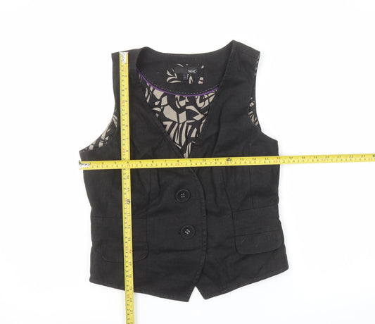 Next Women Black Linen Tailored Waistcoat Size 12