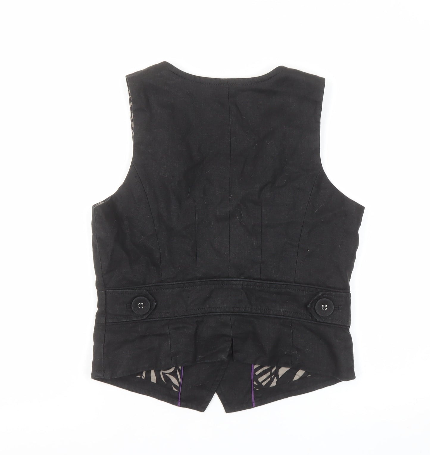 Next Women Black Linen Tailored Waistcoat Size 12