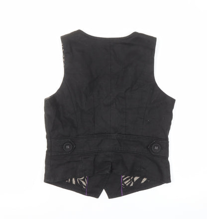 Next Women Black Linen Tailored Waistcoat Size 12