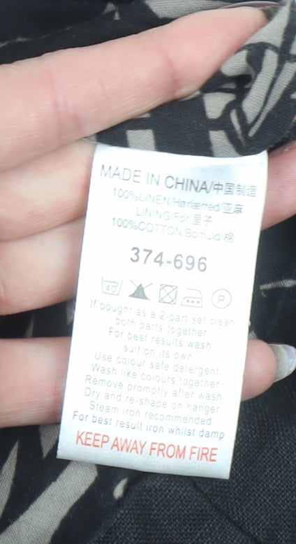 Next Women Black Linen Tailored Waistcoat Size 12