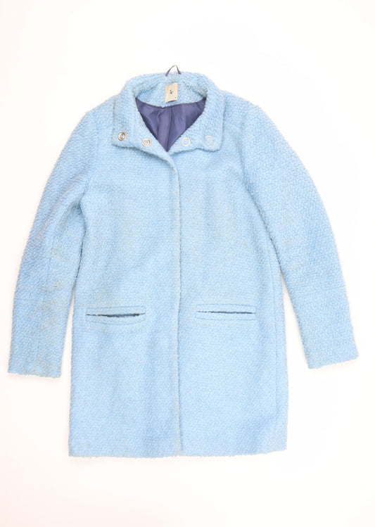 Tu Women Blue Wool Blend Mid-Length Overcoat Size 8 Lined
