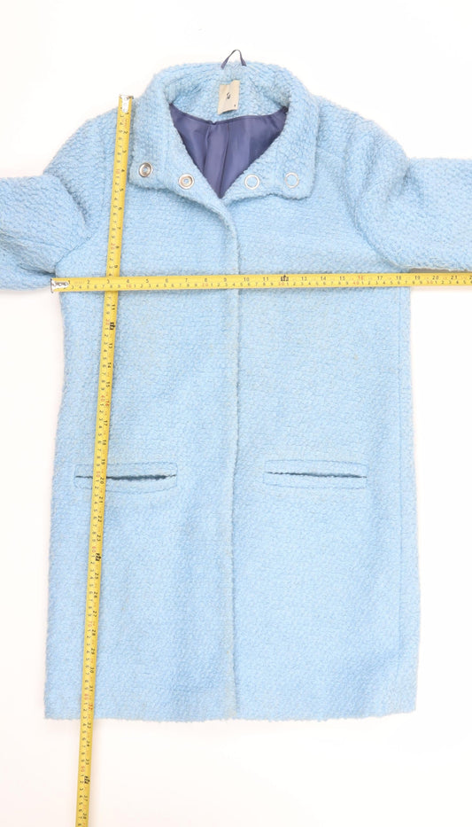 Tu Women Blue Wool Blend Mid-Length Overcoat Size 8 Lined