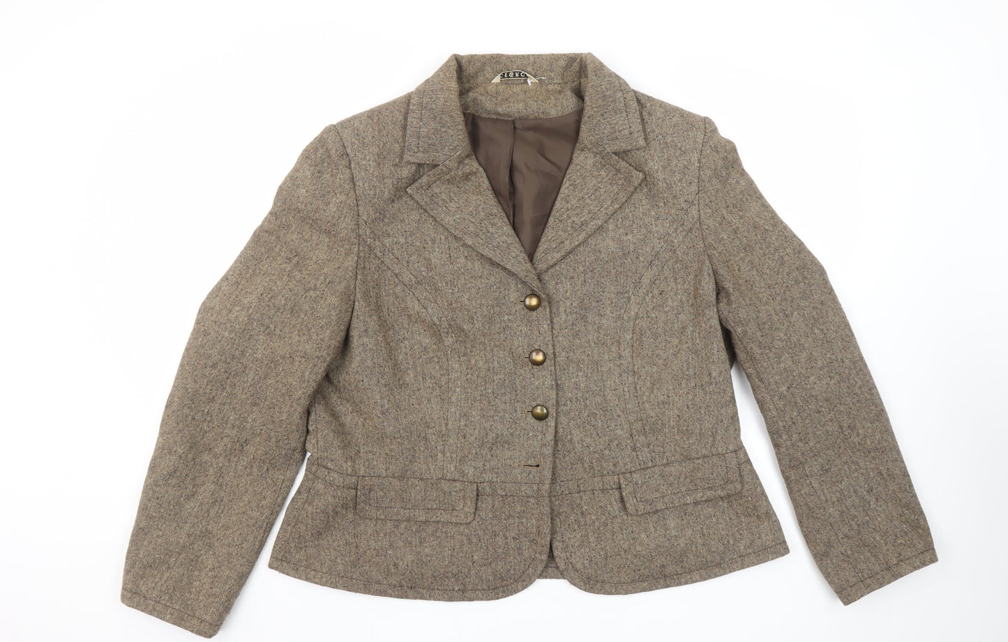 George Women’s Beige Wool Blend Tweed Blazer UK 20 Single-Breasted
