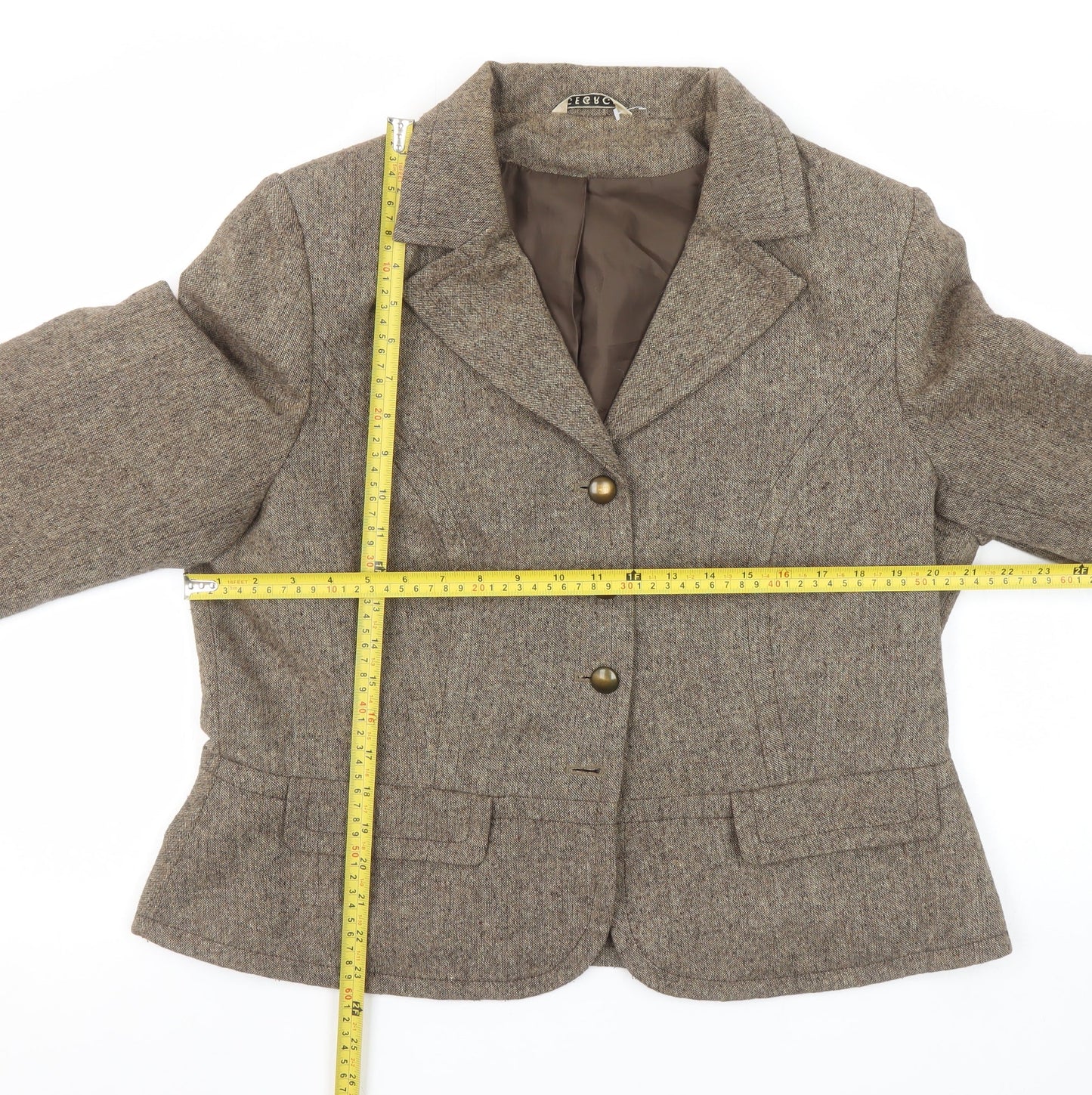 George Women’s Beige Wool Blend Tweed Blazer UK 20 Single-Breasted