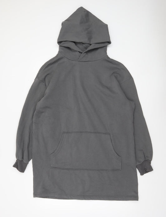 H&M Divided Women Grey Pullover Hoodie Size 12 Cotton Blend Casual