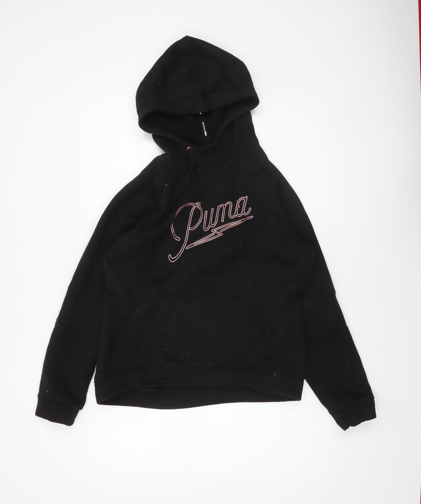 Puma Women Black Small Pullover Hoodie Sweatshirt Lightweight Cotton Blend