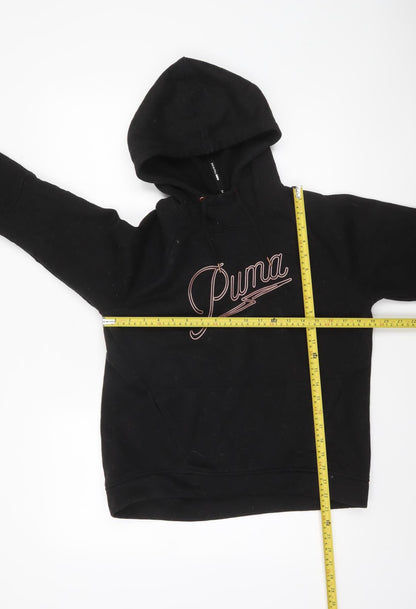 Puma Women Black Small Pullover Hoodie Sweatshirt Lightweight Cotton Blend