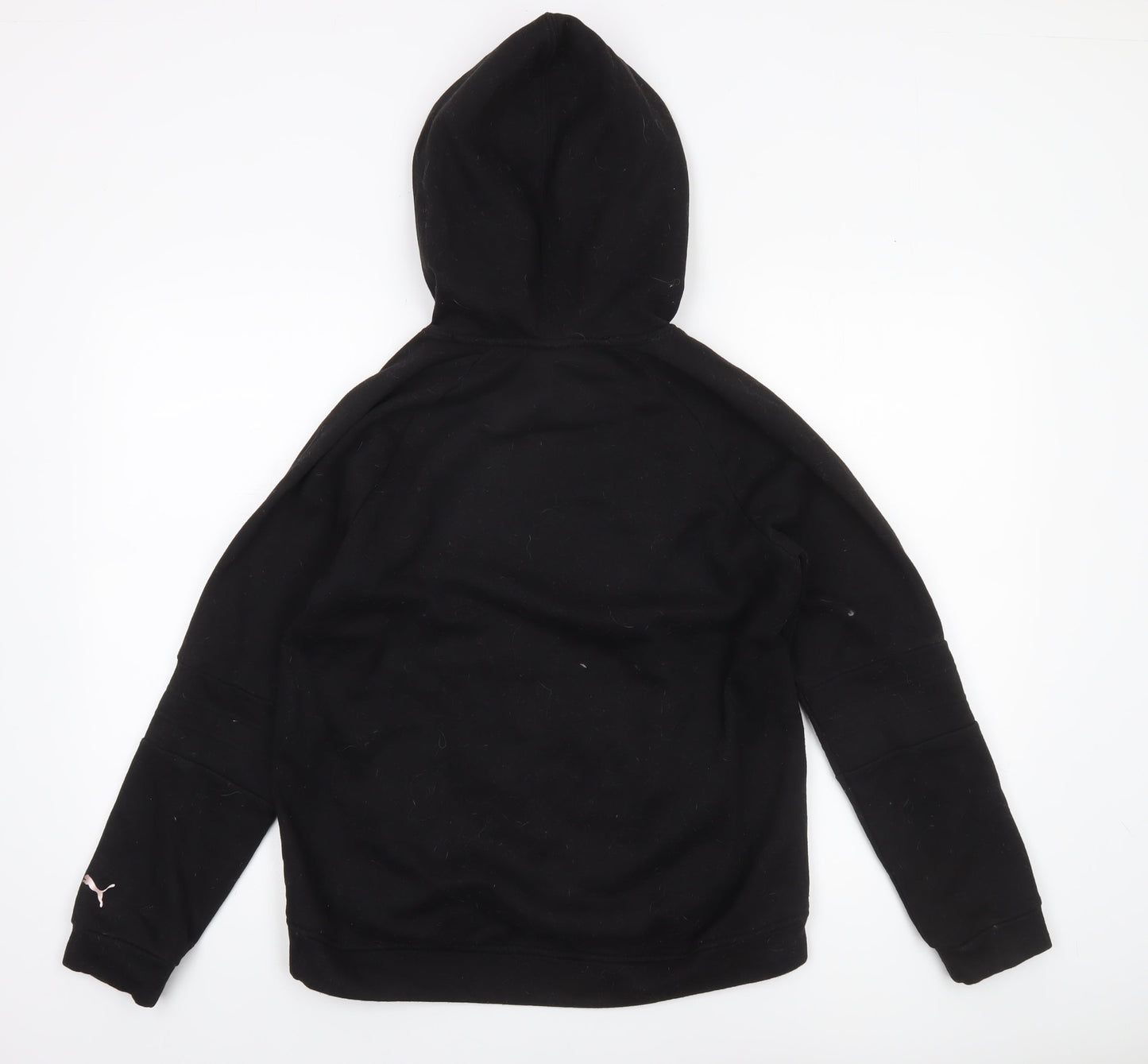 Puma Women Black Small Pullover Hoodie Sweatshirt Lightweight Cotton Blend