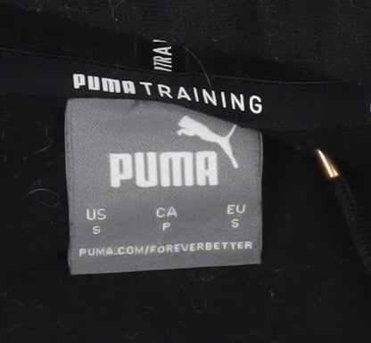 Puma Women Black Small Pullover Hoodie Sweatshirt Lightweight Cotton Blend