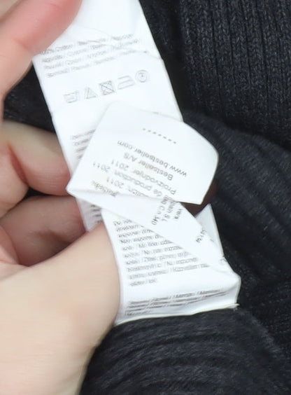 Jack & Jones Mens Black Crew Neck Ribbed Knit Jumper Size M