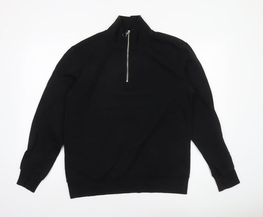 Weekday Men’s Black 1/2 Zip High Neck Fleece Sweatshirt Size S