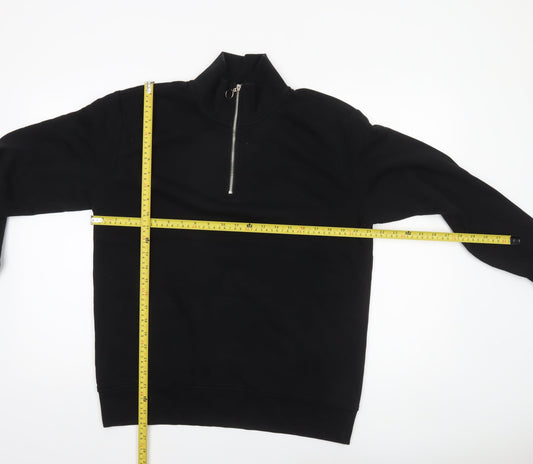 Weekday Men’s Black 1/2 Zip High Neck Fleece Sweatshirt Size S