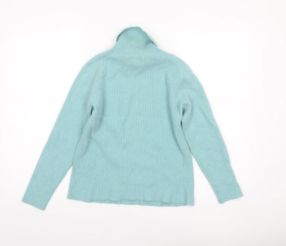 Lands' End Women's Green Cashmere Roll Neck Jumper Size S