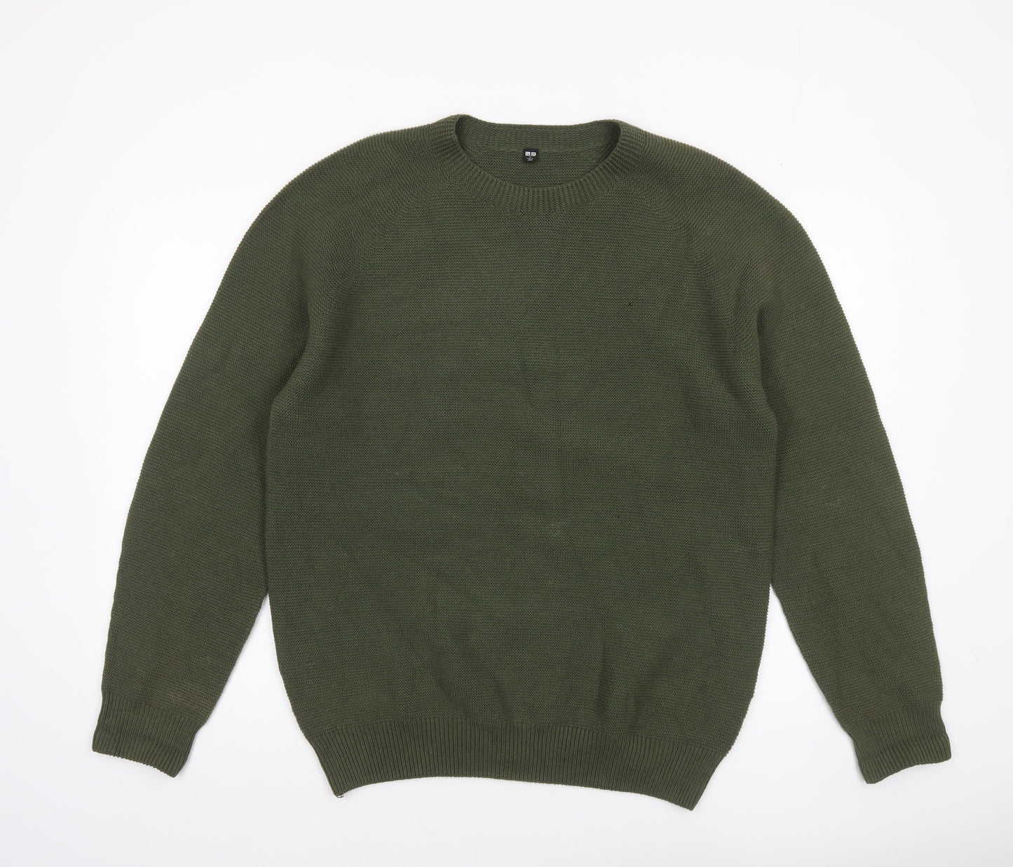 Uniqlo Men’s Green Crew Neck Knit Jumper Size L Acrylic Cotton