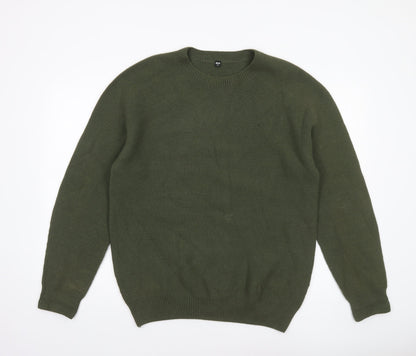 Uniqlo Men’s Green Crew Neck Knit Jumper Size L Acrylic Cotton