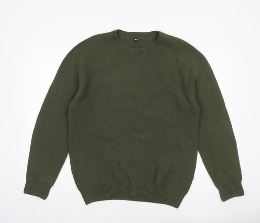 Uniqlo Men’s Green Crew Neck Knit Jumper Size L Acrylic Cotton