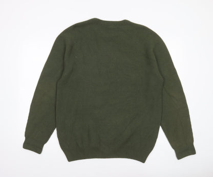 Uniqlo Men’s Green Crew Neck Knit Jumper Size L Acrylic Cotton