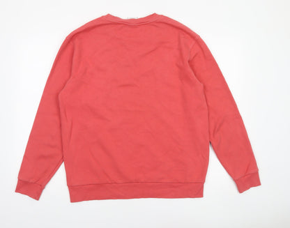 ZARA Mens Red Crew Neck Sweatshirt Size L Pullover Cotton Blend