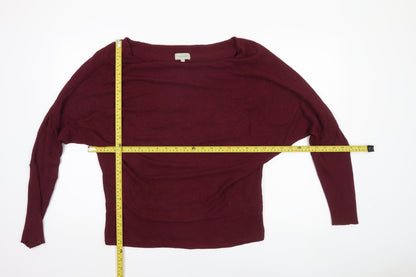 Jigsaw Women Red Wool Blend Boat Neck Relaxed Fit Pullover Jumper Size S