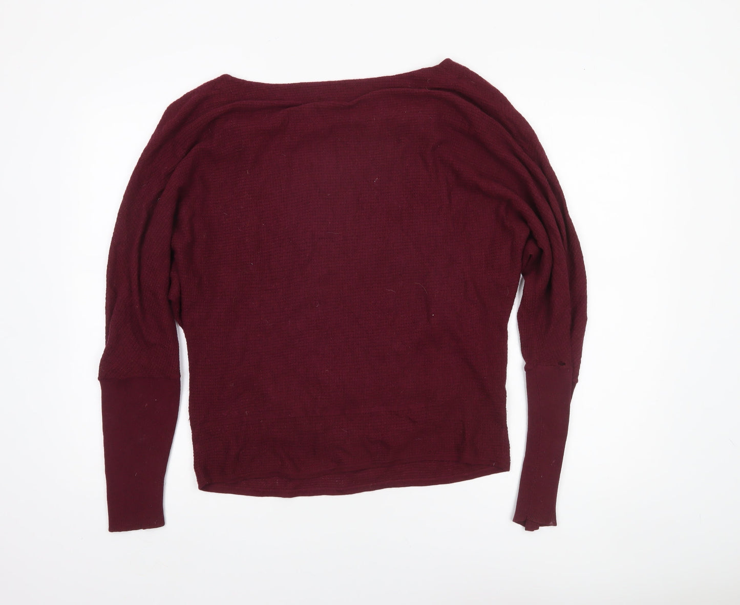 Jigsaw Women Red Wool Blend Boat Neck Relaxed Fit Pullover Jumper Size S