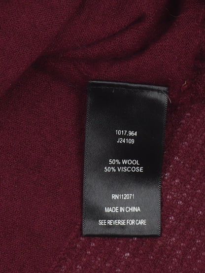 Jigsaw Women Red Wool Blend Boat Neck Relaxed Fit Pullover Jumper Size S