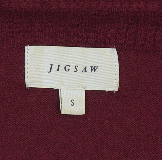 Jigsaw Women Red Wool Blend Boat Neck Relaxed Fit Pullover Jumper Size S