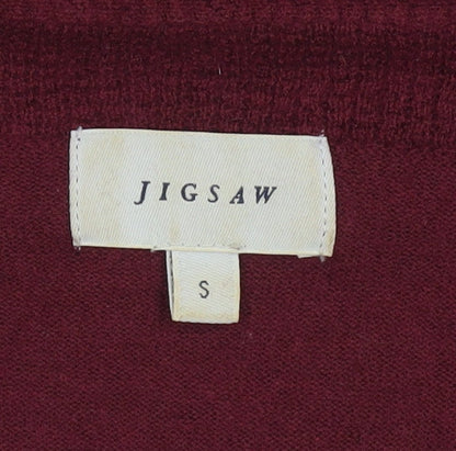 Jigsaw Women Red Wool Blend Boat Neck Relaxed Fit Pullover Jumper Size S