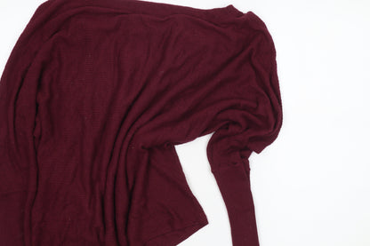 Jigsaw Women Red Wool Blend Boat Neck Relaxed Fit Pullover Jumper Size S