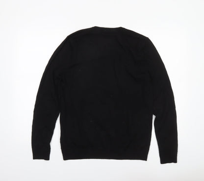 Ted Baker Mens Black Merino Wool V-Neck Jumper Size L
