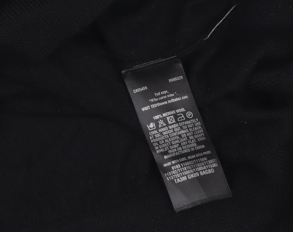 Ted Baker Mens Black Merino Wool V-Neck Jumper Size L