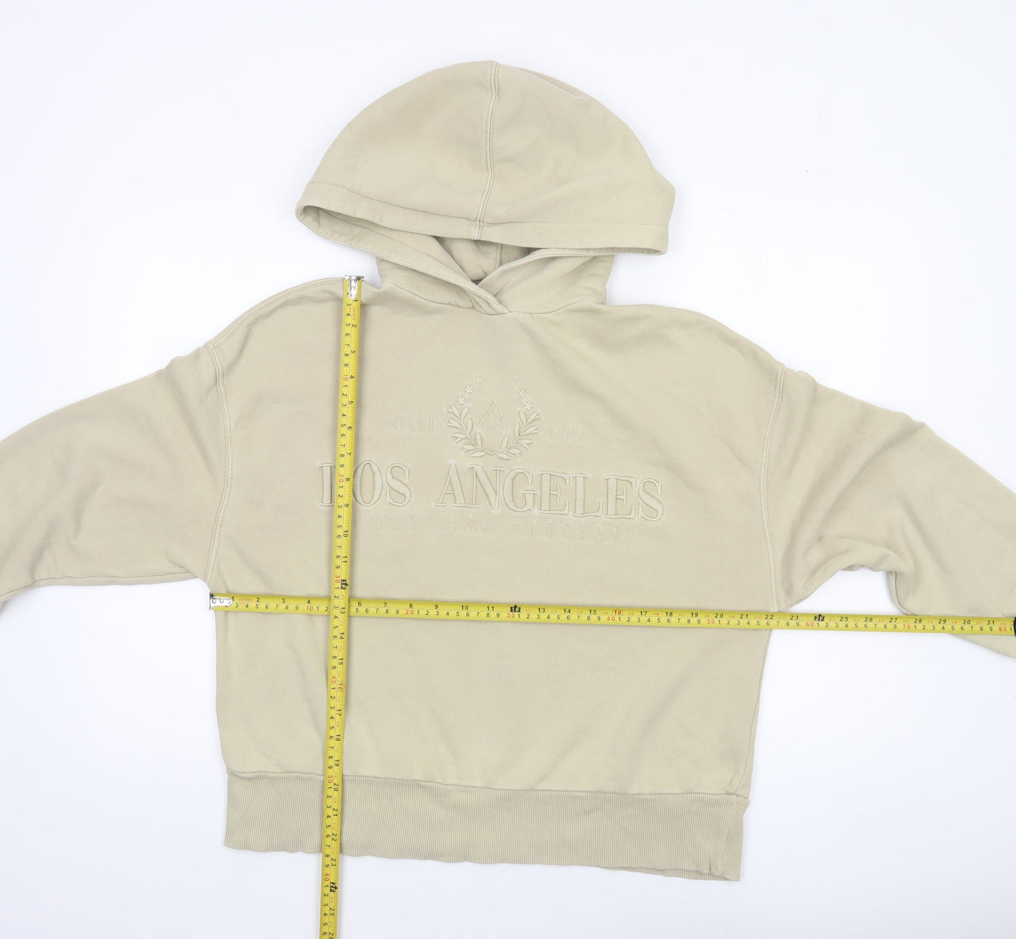 Womens UK Size M Zara Beige Pullover Hoodie
