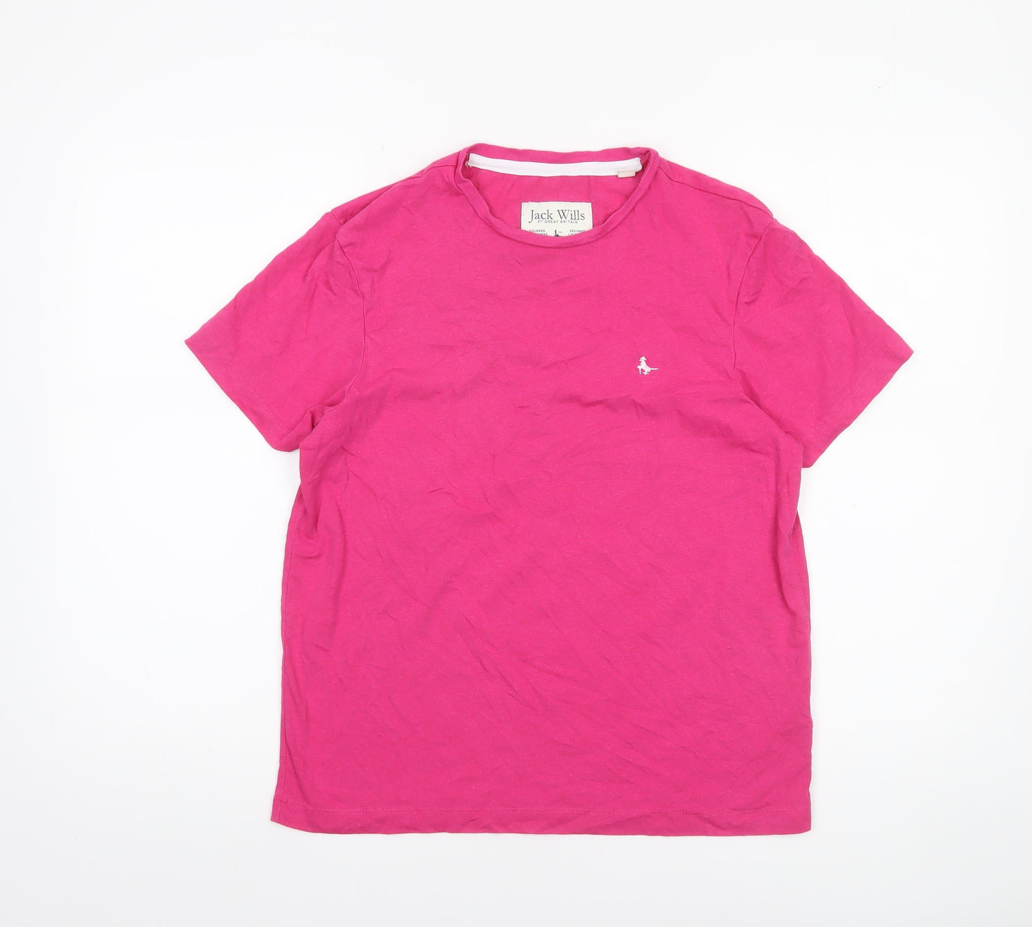 Jack Wills Women's Pink Basic Crew Neck T-Shirt Size 10