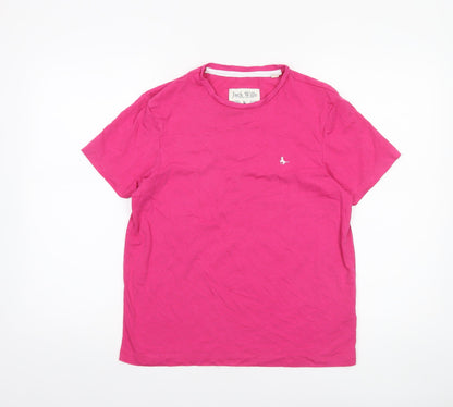 Jack Wills Women's Pink Basic Crew Neck T-Shirt Size 10