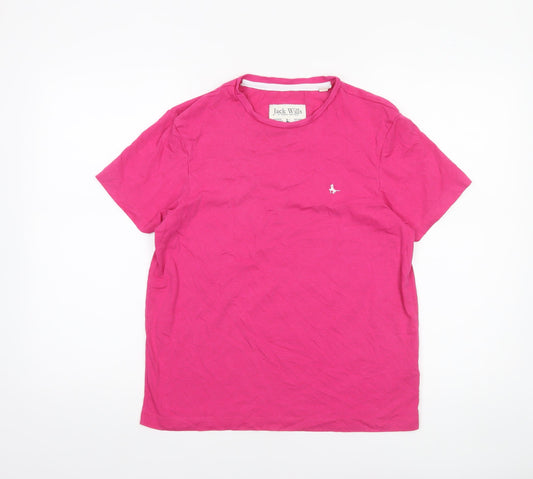 Jack Wills Women's Pink Basic Crew Neck T-Shirt Size 10