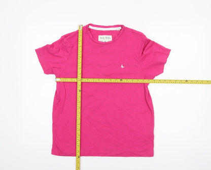 Jack Wills Women's Pink Basic Crew Neck T-Shirt Size 10