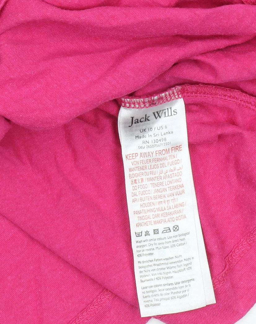 Jack Wills Women's Pink Basic Crew Neck T-Shirt Size 10