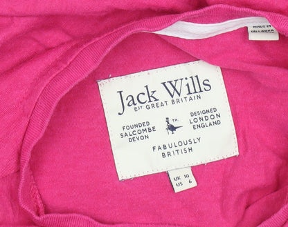 Jack Wills Women's Pink Basic Crew Neck T-Shirt Size 10