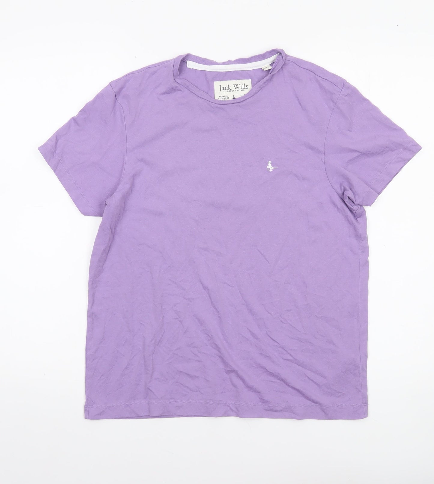 Jack Wills Women's Purple Basic Crew Neck Cotton T-Shirt UK 10
