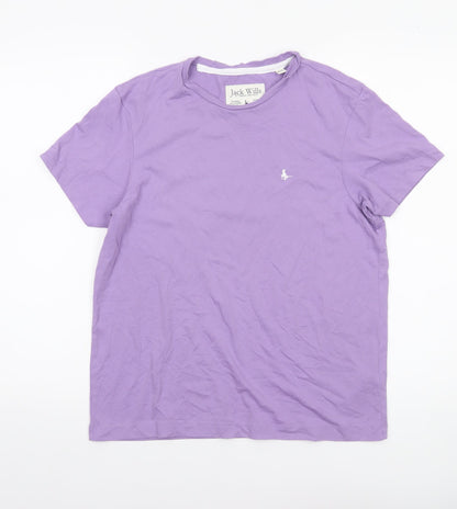 Jack Wills Women's Purple Basic Crew Neck Cotton T-Shirt UK 10