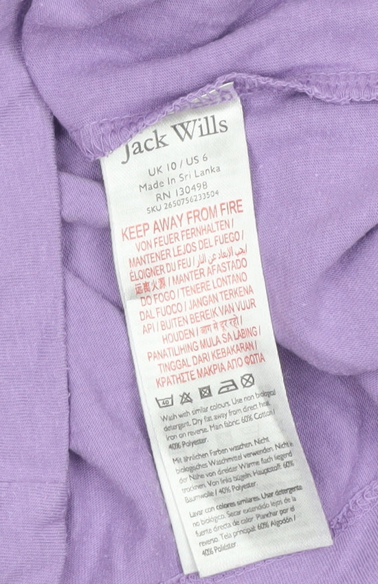 Jack Wills Women's Purple Basic Crew Neck Cotton T-Shirt UK 10
